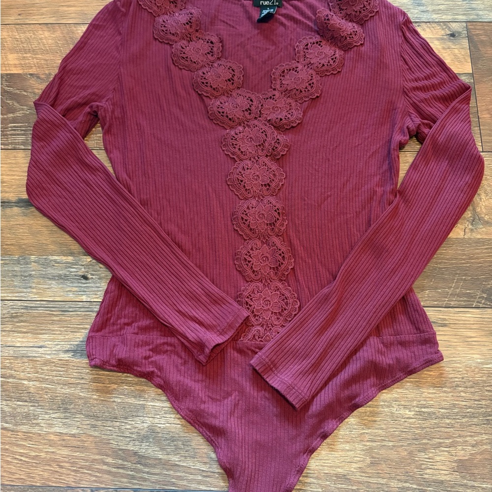 Rue21 Burgundy Lace Bodysuit